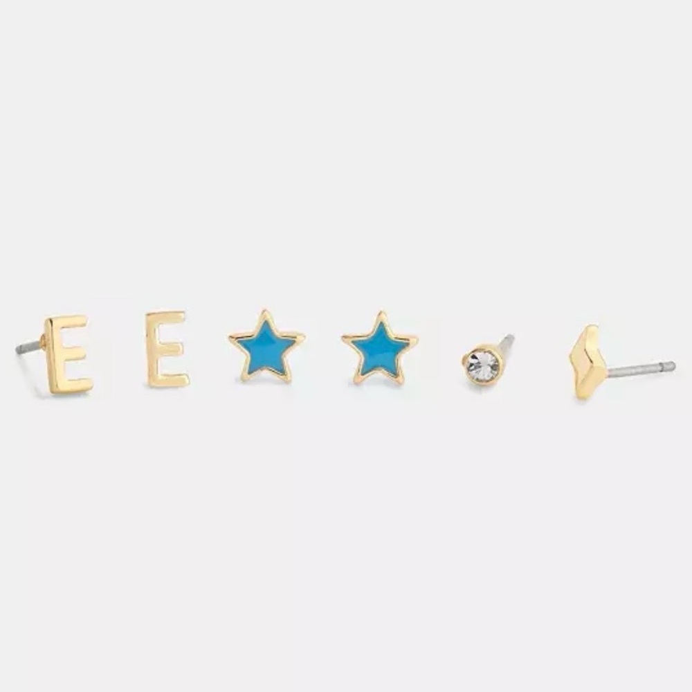 NWT Coach E Initial Stud Earrings Set - Picture 8 of 15